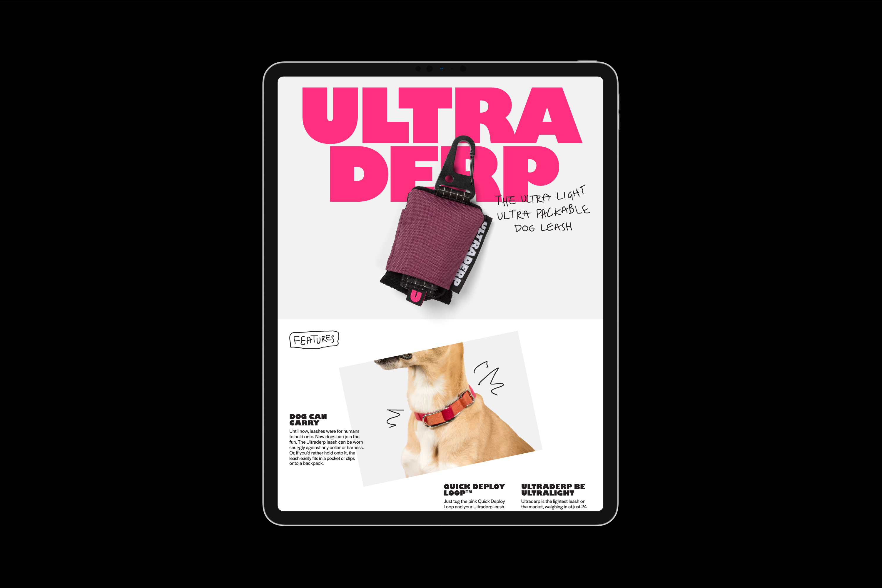 Ultraderp website with dog