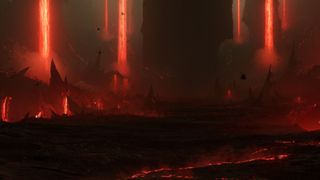 Diablo 4 — A fiery demonic citadel in one of Diablo's Hells.