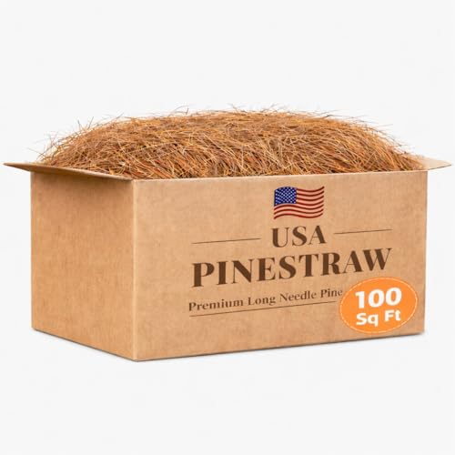 Long Needle Pine Straw Mulch - 100 Sqft Coverage 1 Set - Premium Usa Harvested Pinestraw for Landscaping, Weed Control, Moisture Retention &amp;amp; Erosion Control - Usa Pinestraw