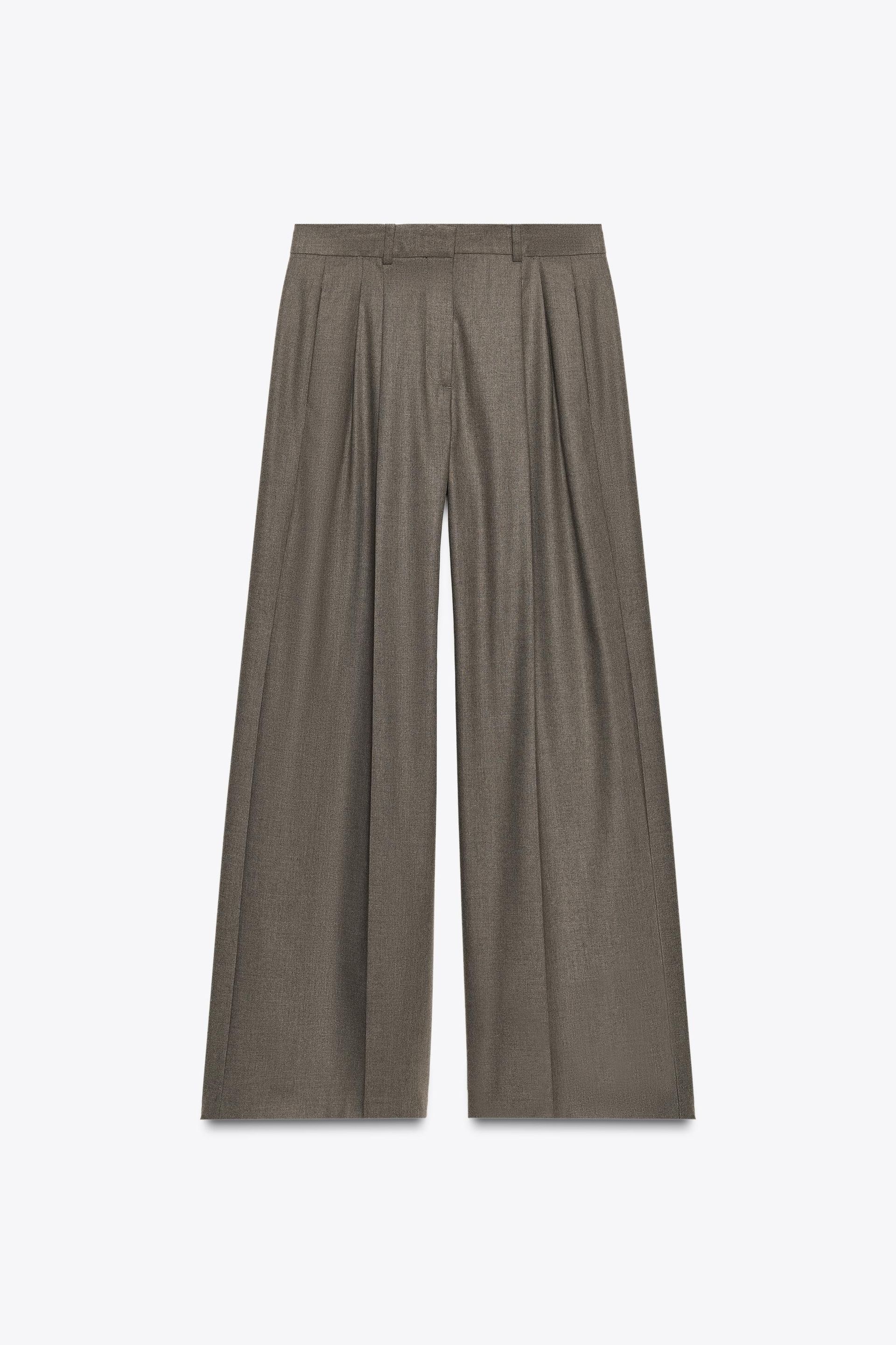 Wide Leg Pleated Pants Zw Collection