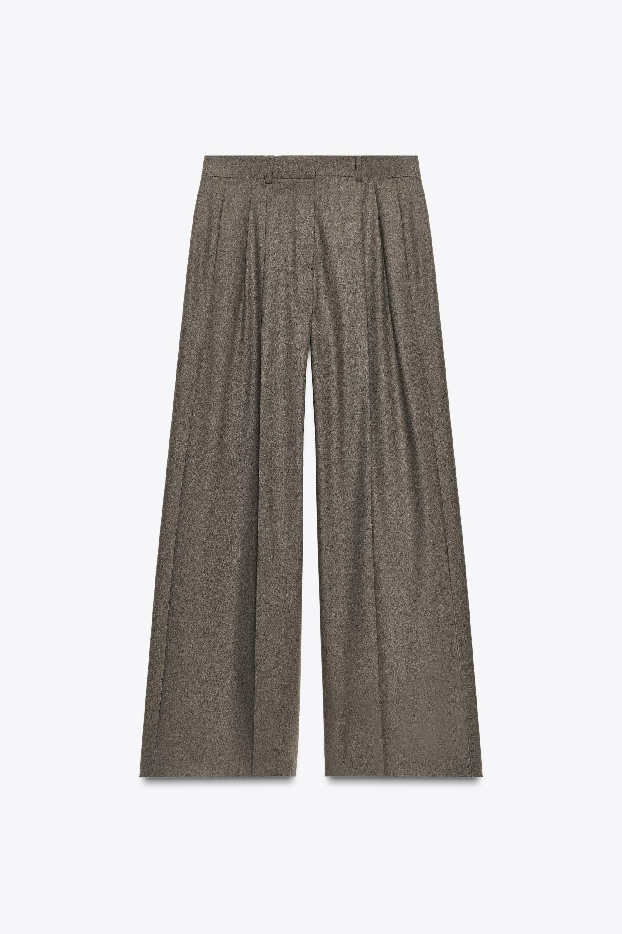 Wide Leg Pleated Pants Zw Collection