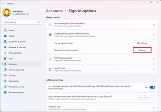 Windows Hello remove fingerprint