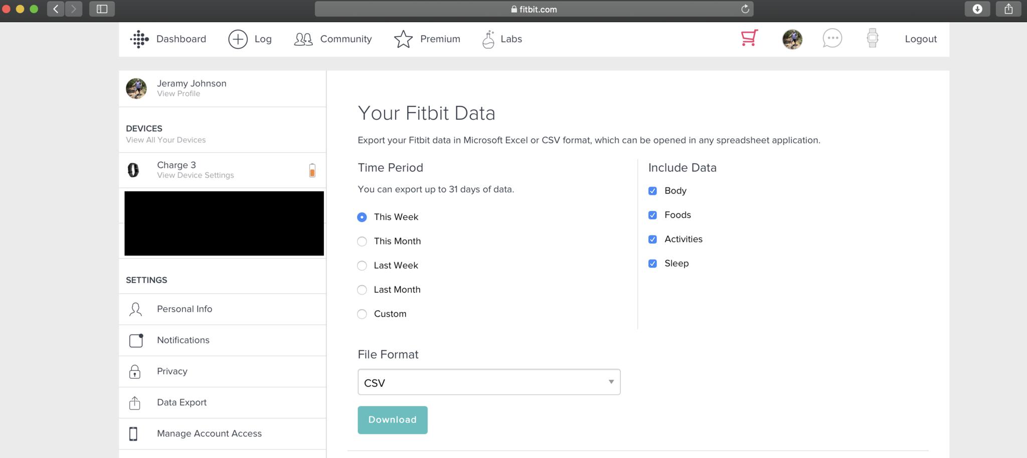 Fitbit web export 2
