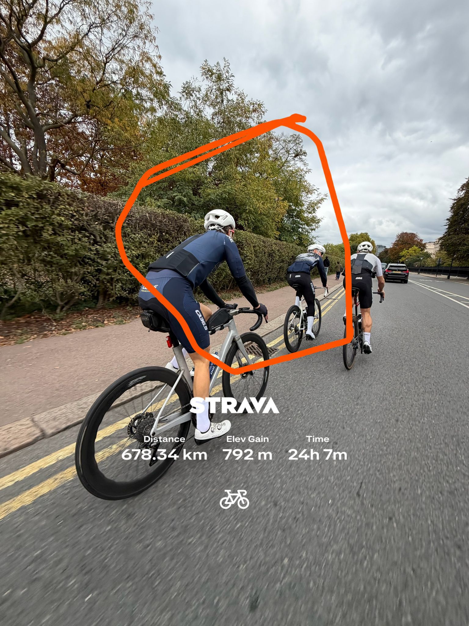 Man rides bike with strava map over the top