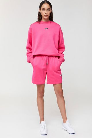 pink jersey shorts, women's shorts