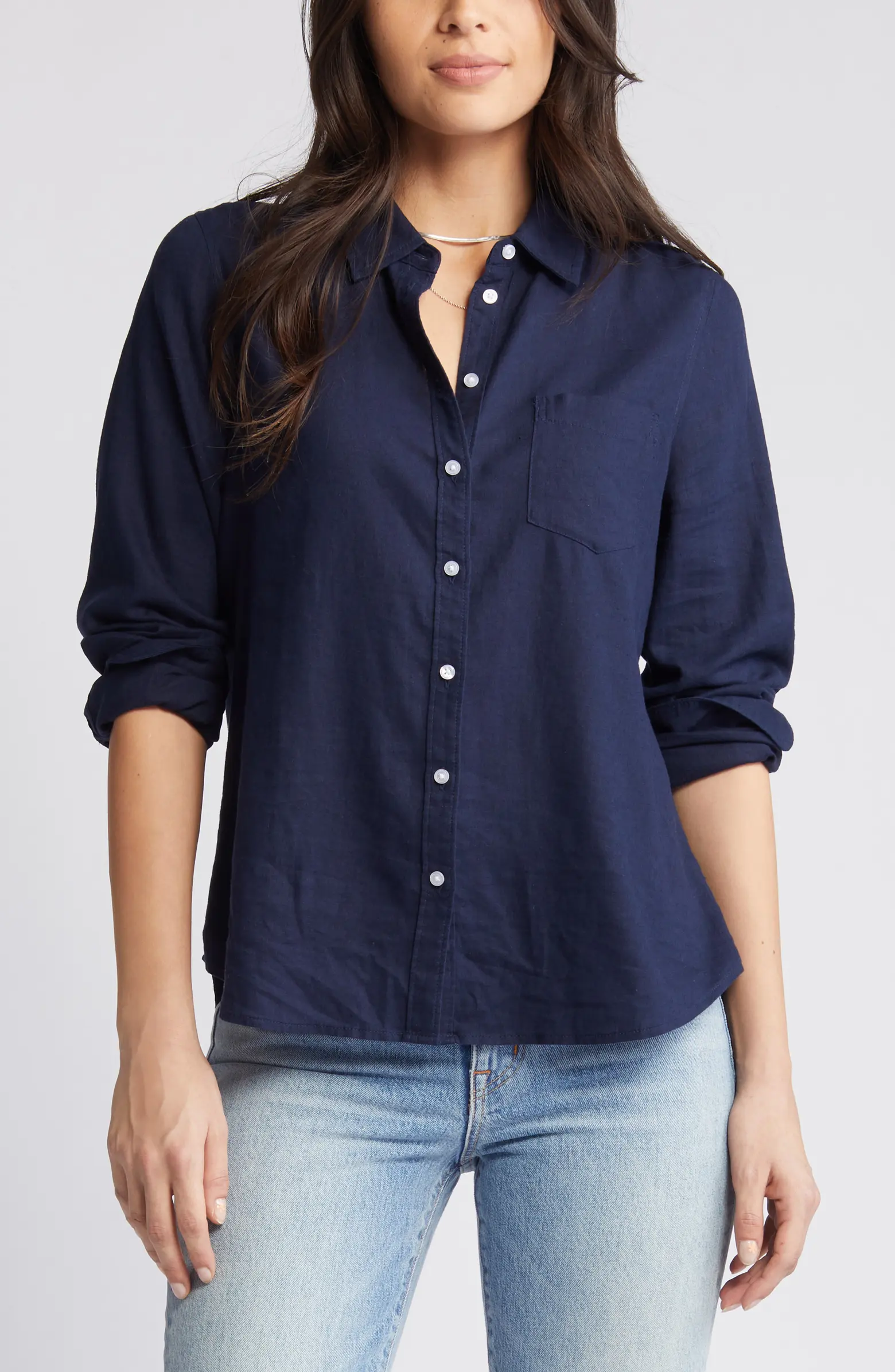 Caslon , Linen Blend Button-Up Shirt (Was $60)