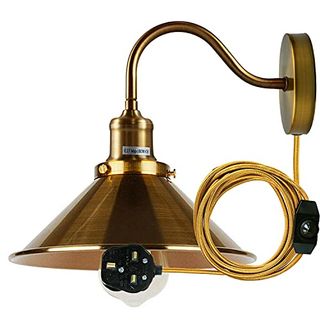 Modern Vintage Retro Industrial Wall Sconce Light Plug in Wall Lamp With Yellow Brass Arm Dimmer Switch Lamp Shade (yellow Brass)