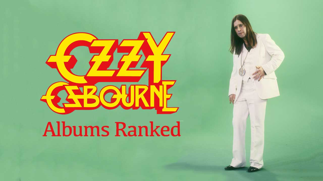 Ozzy Osbourne wearing a white suit (studio shot)