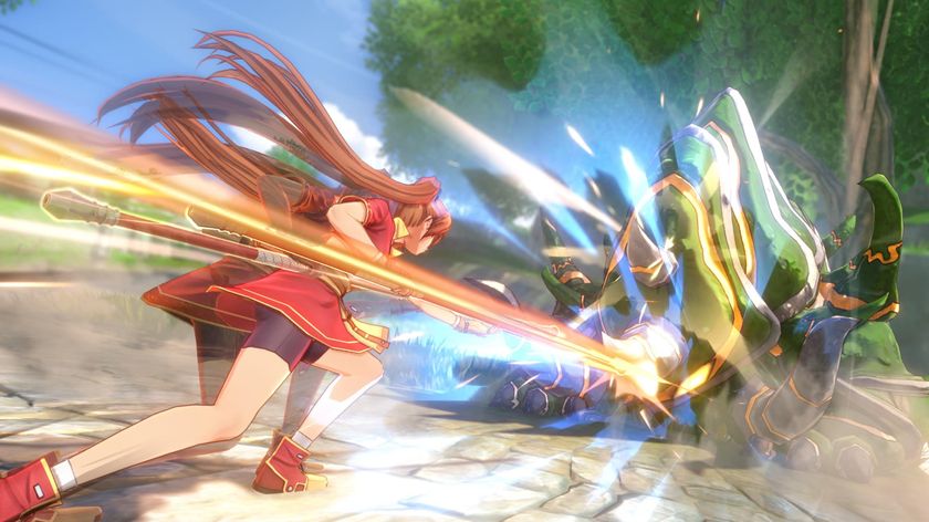 Estelle attacking an enemy in Trails in the Sky 1st Chapter