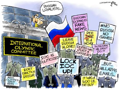 Political cartoon World Olympics Russia doping GOP