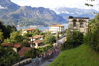 The peloton on the Ghisallo during the 2015 Tour of Lombardy
