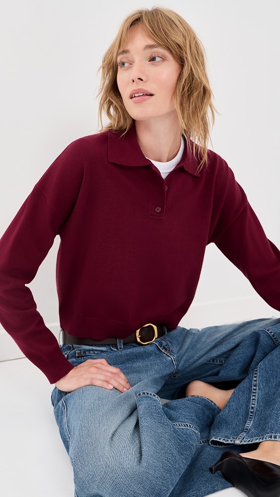 Zadie Cropped Polo - Burgundy