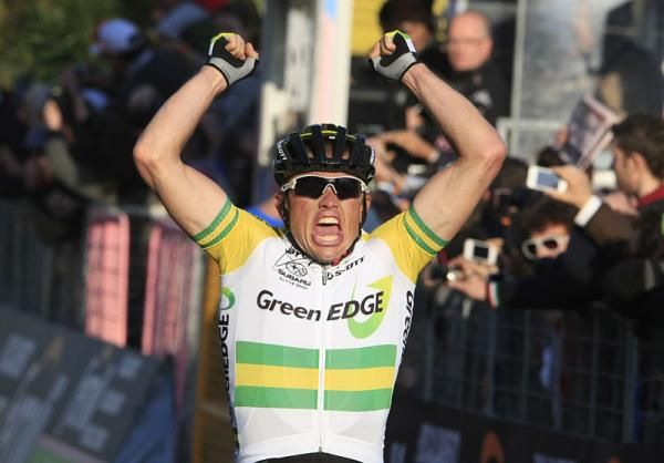 Simon Gerrans (GreenEdge) celebrates winning