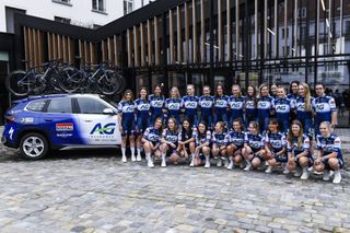 Illustration picture shows a groupphoto during the presentation of the 2023 roster of the AG Insurance Soudal QuickStep womens cycling team Thursday 23 February 2023 in Brussels BELGA PHOTO TOM GOYVAERTS Photo by Tom Goyvaerts BELGA MAG Belga via AFP Photo by TOM GOYVAERTSBELGA MAGAFP via Getty Images