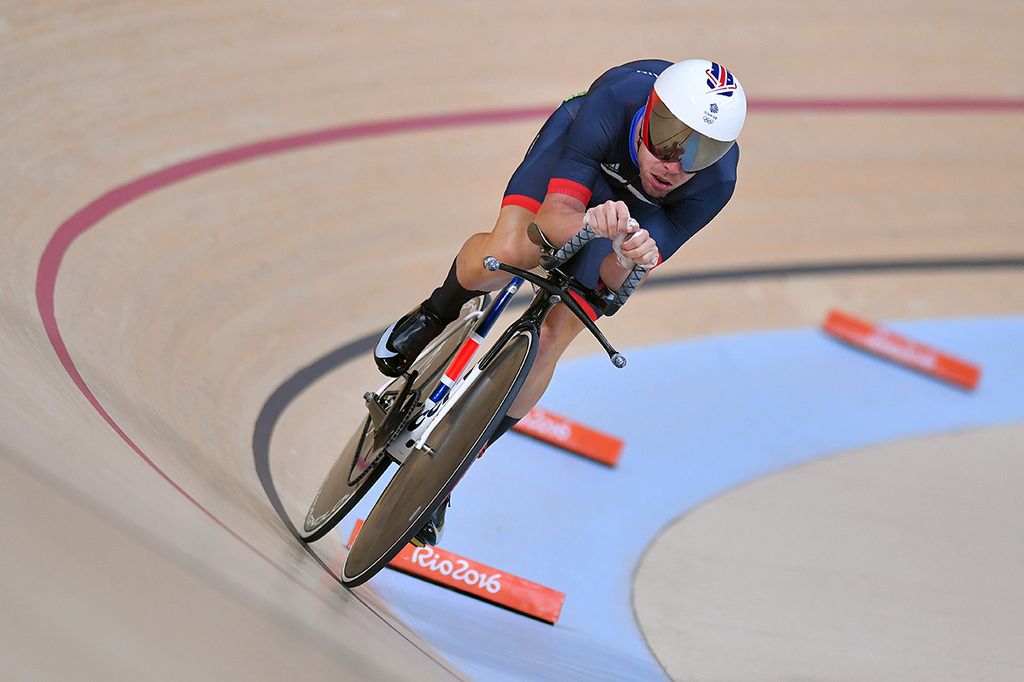 Mark Cavendish during the individual pursuit in which he finished second