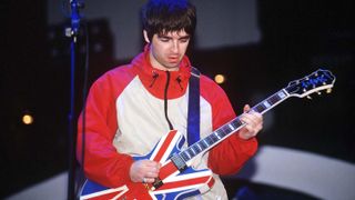 Noel Gallagher performs live in 1996