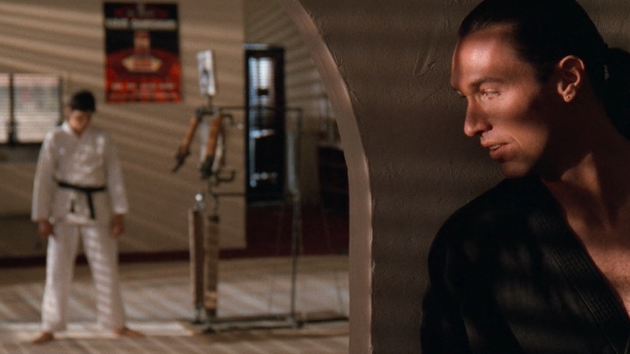 Terry Silver spying on Daniel in The Karate Kid Part III