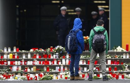 A memorial is set up at the German high school that lost 16 students and 2 teachers in the plane crash.