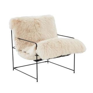 A high pile sheepskin chair