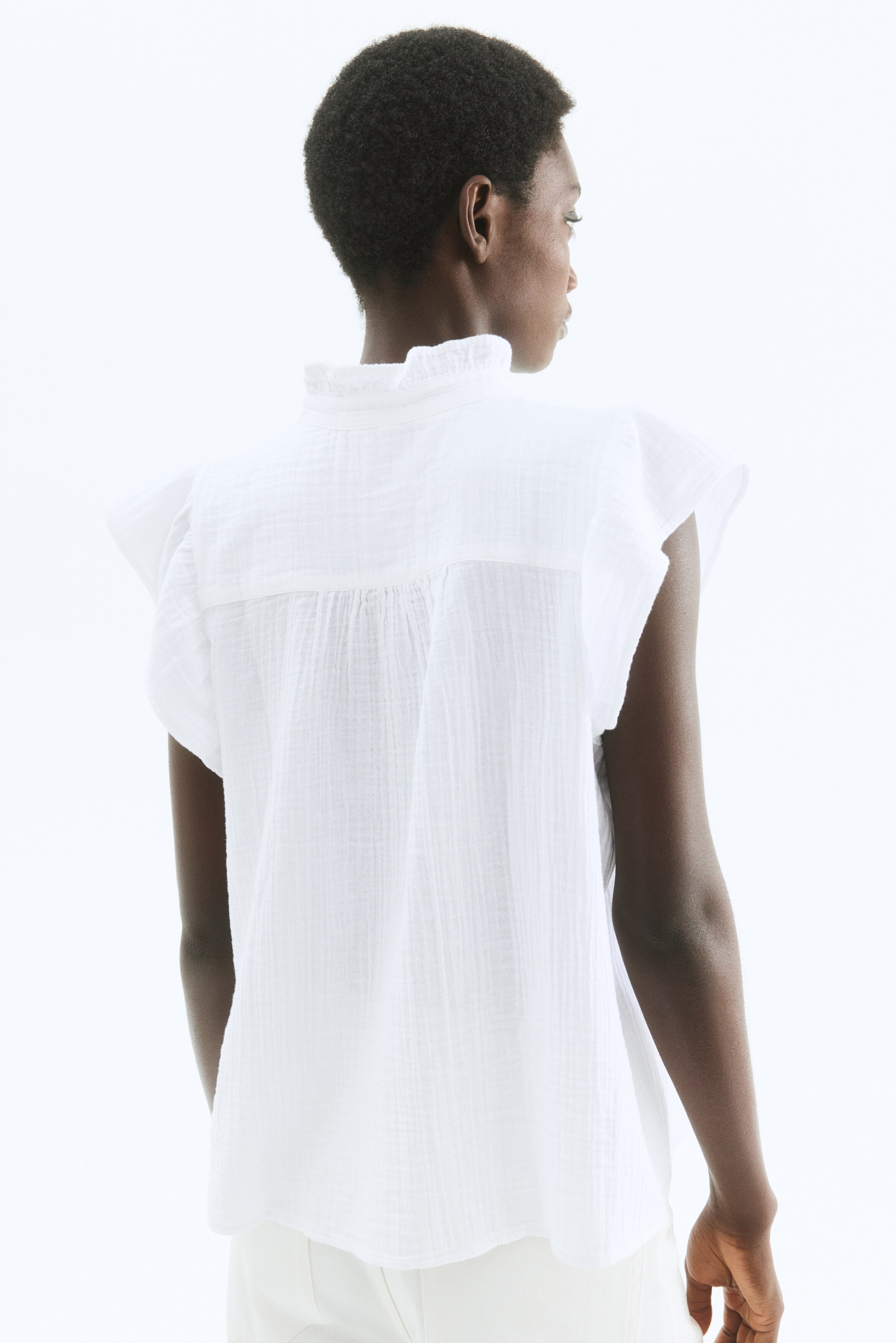 Flutter-Sleeved Muslin Blouse