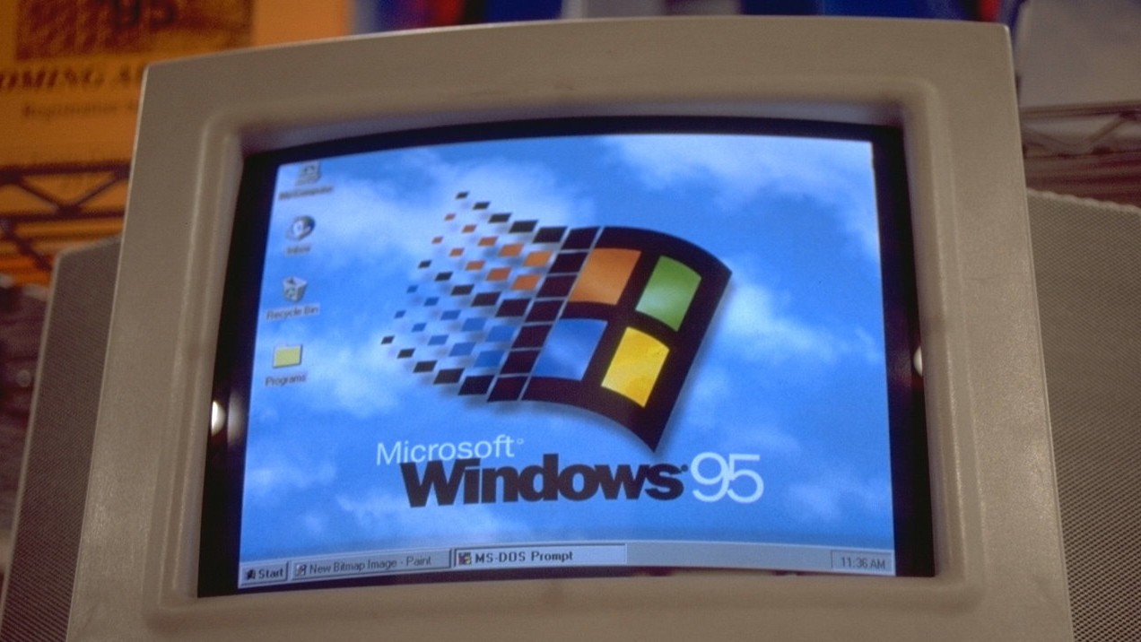 The Windows 95 logo, August 18, 1995 in New York.