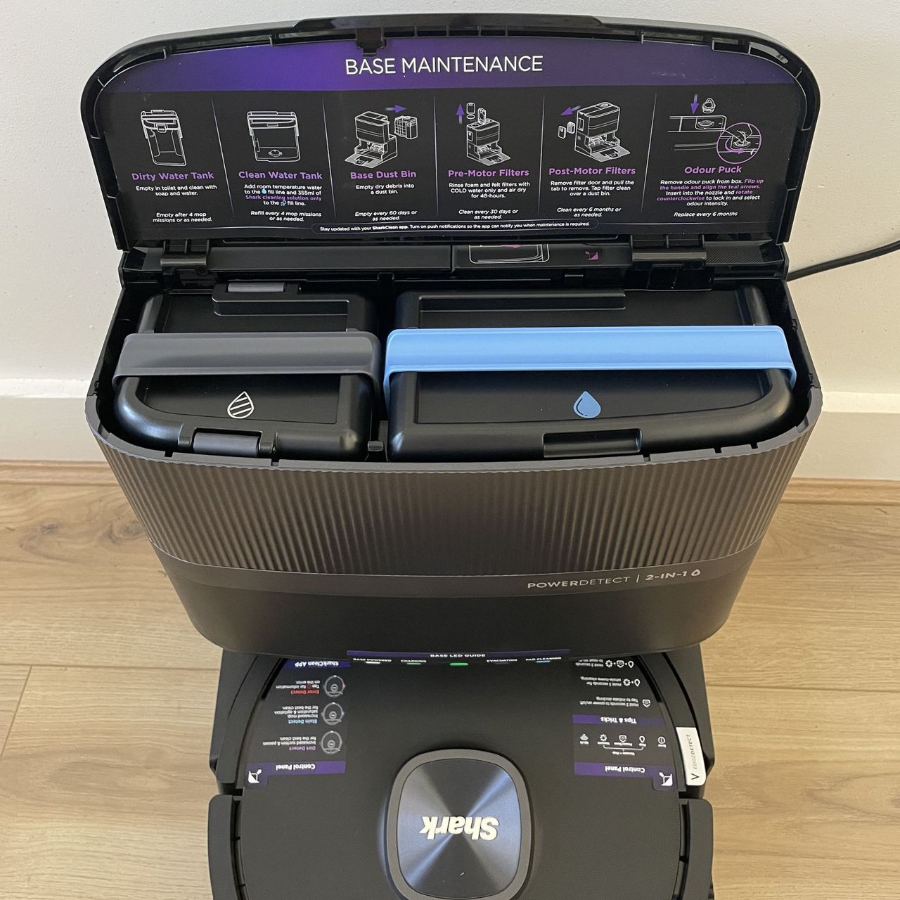 Shark PowerDetect UV Reveal 2-in-1 Vac &amp; Mop Robot Vacuum base maintenance information
