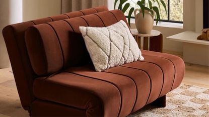 Next Soft Velvet Rust Brown Daphne Double Sofa Bed