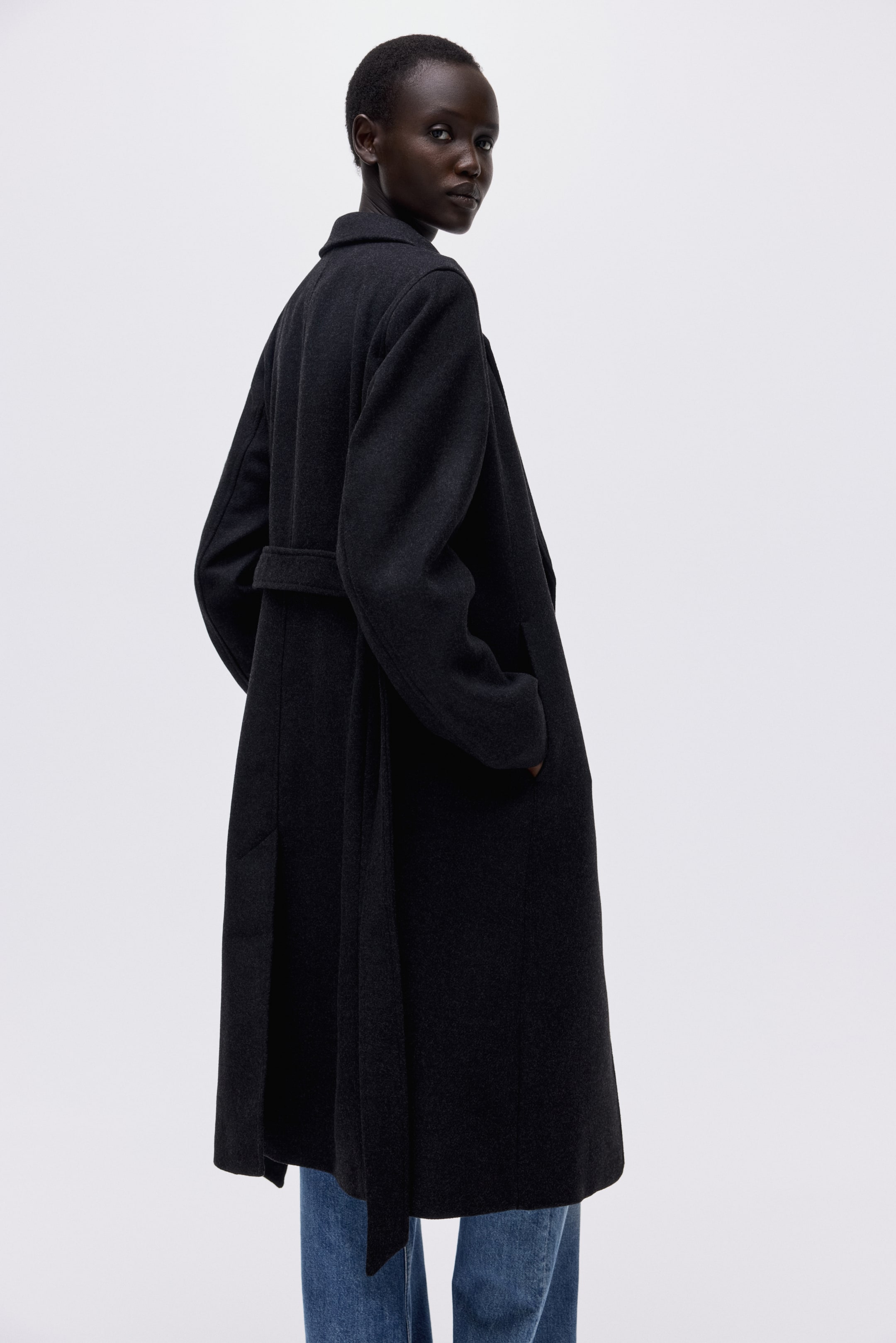 Tie-Belt Coat - Black