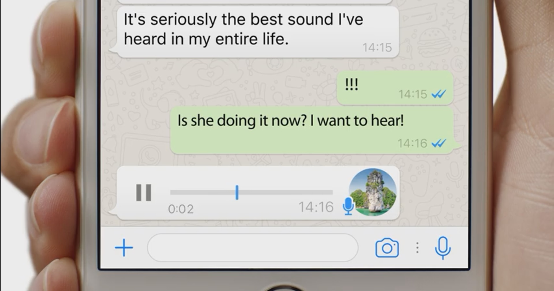 a shot of WhatsApp voice message