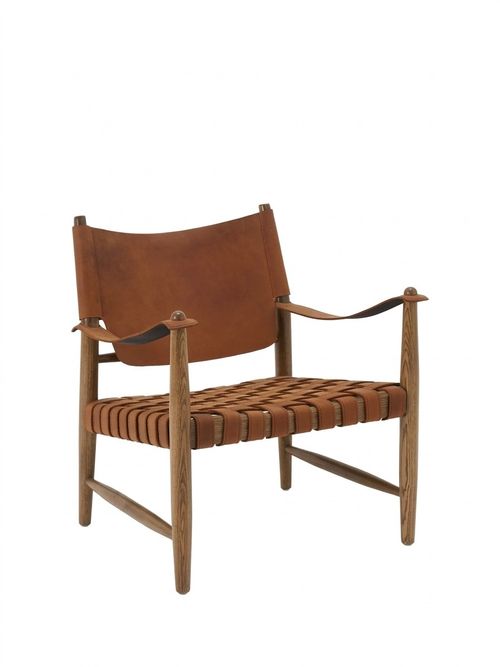Rove Woven Leather Armchair, Tan Leather