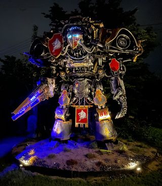 Replica Imperial Knight lights up at night