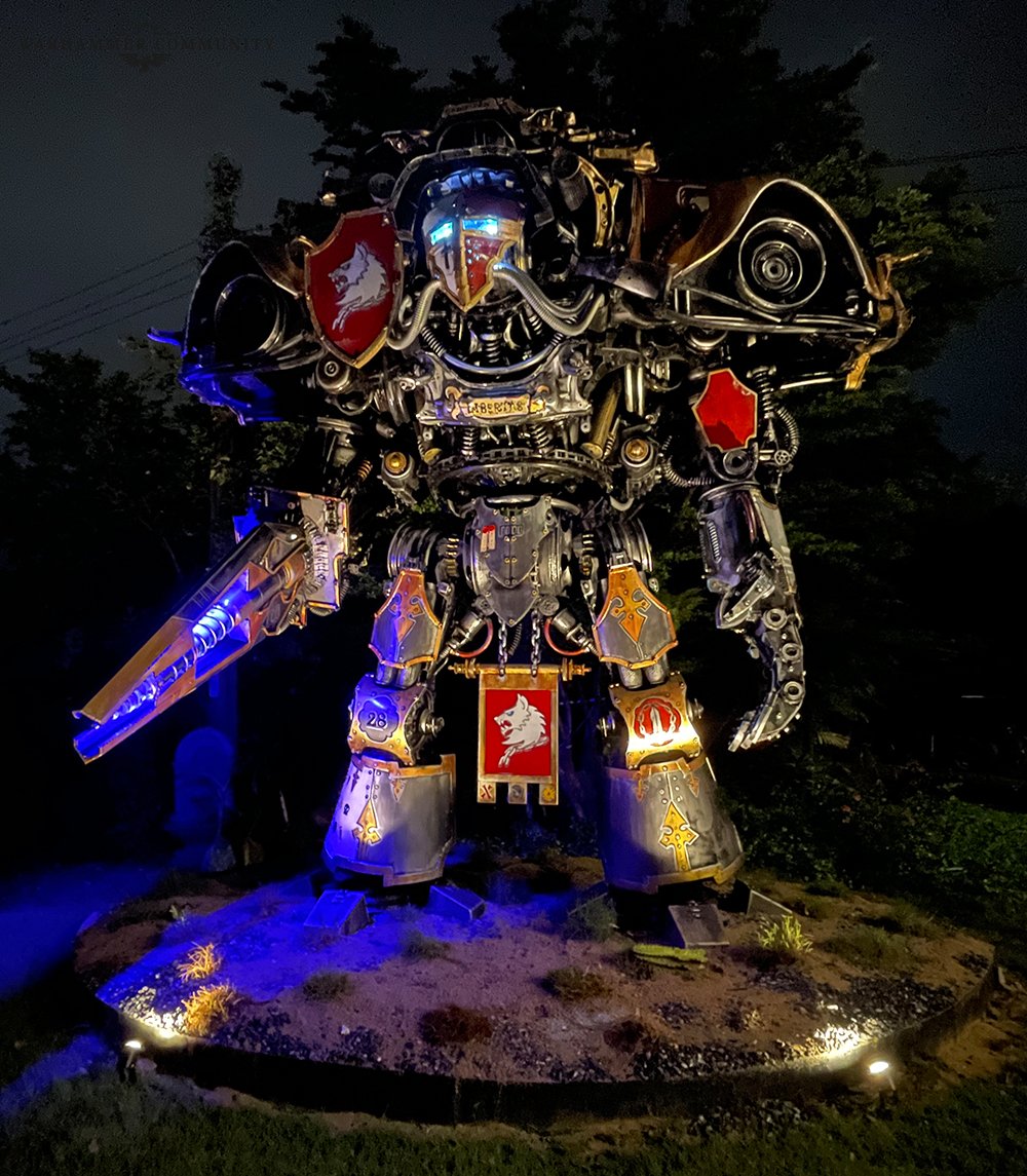 Replica Imperial Knight lights up at night