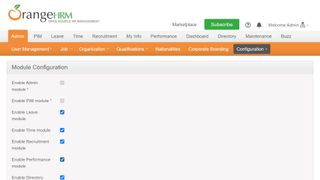 OrangeHRM Modules Menu
