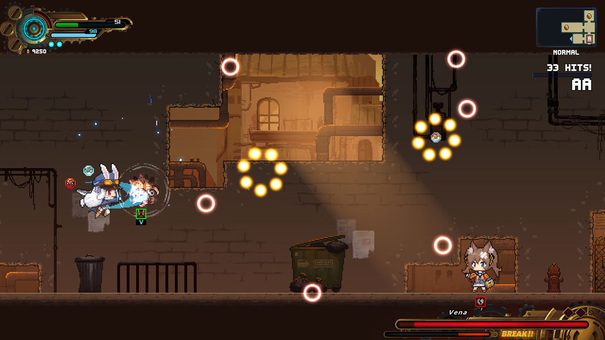 Cute pixel art from bullet hell metroidvania game Tevi