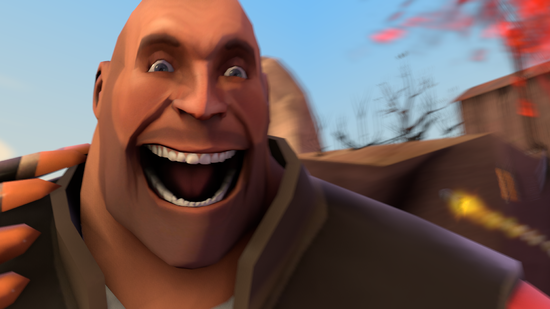 Smiling Heavy in TF2.