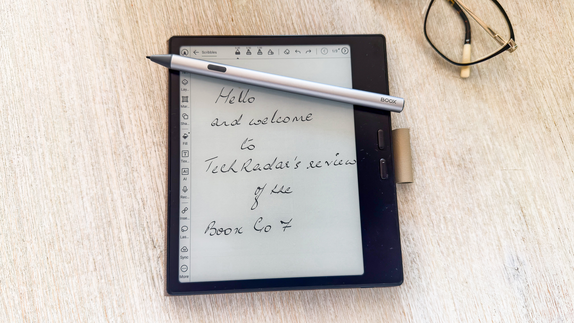 A small handwriting sample on the Boox Go 7