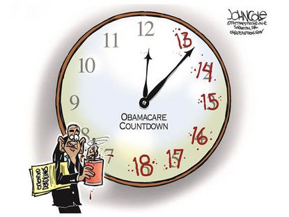 Obama cartoon ObamaCare deadline