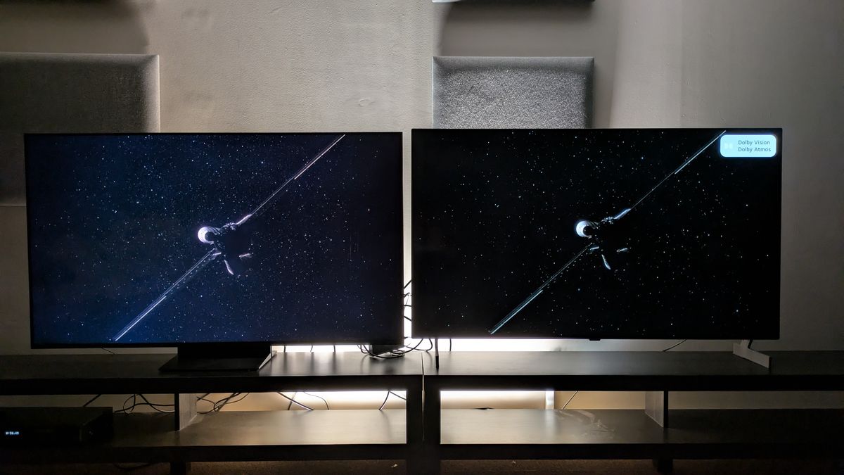 TCL C7L (left) vs LG B6E (right) with shot of Hail Mary ship in space from project Hail mary