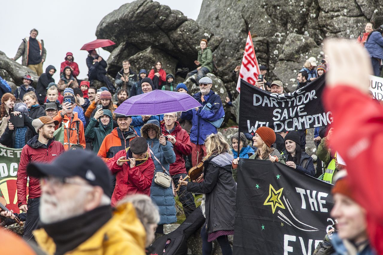 Protestors at Hound Tor