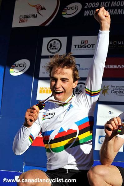 Nino Schurter (Switzerland) is one happy guy.