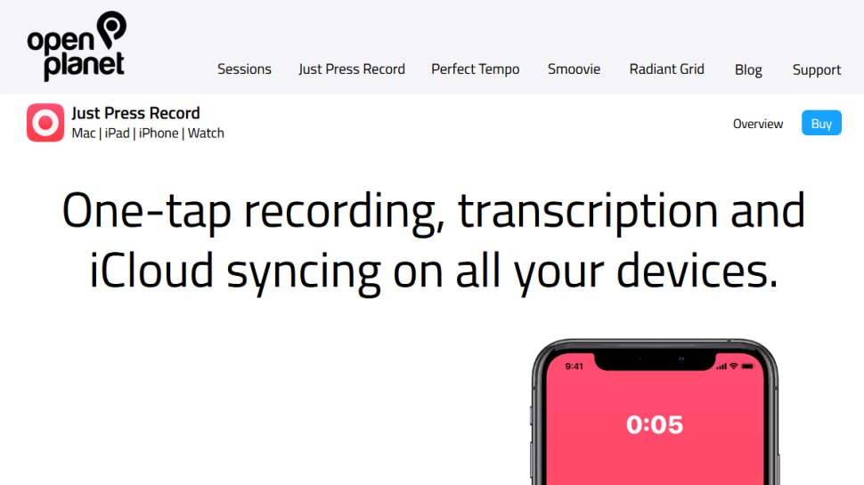 Just Press Record website screenshot (August 2025).