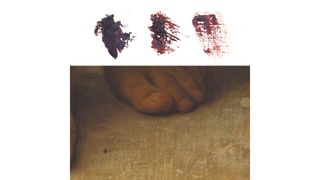 Oil paint swatches and a painting of a foot