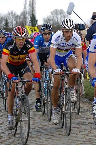 Baguet, Hincapie and Boonen in the lead group