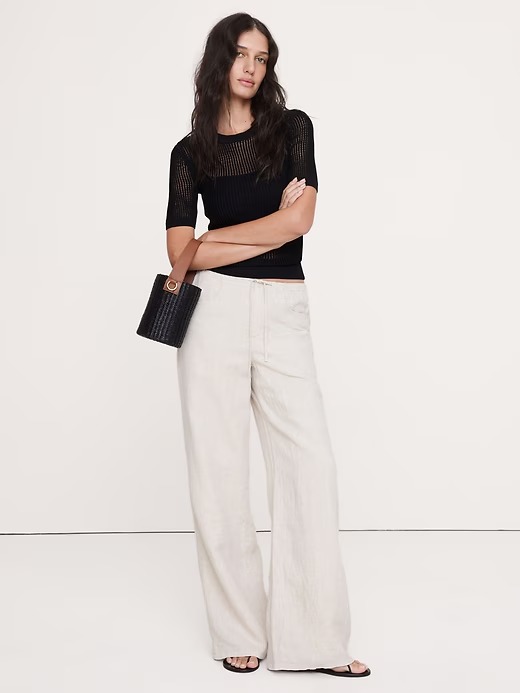 Banana Republic, The Studio Wide-Leg Drawstring Pant in Linen
