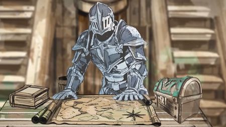 Screenshot of RuneScape Dragon Slayer 2 showing AI-generated knight design