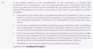 Section on rescheduling matches from Premier League 2020-21 handbook