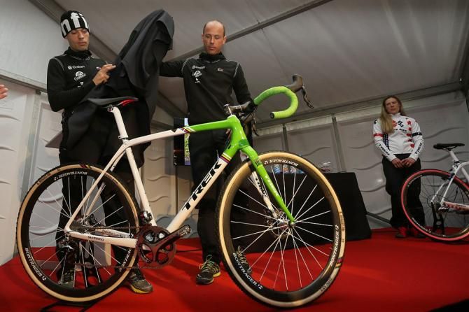 Sven Nys shows off his new Trek cyclo-cross bike