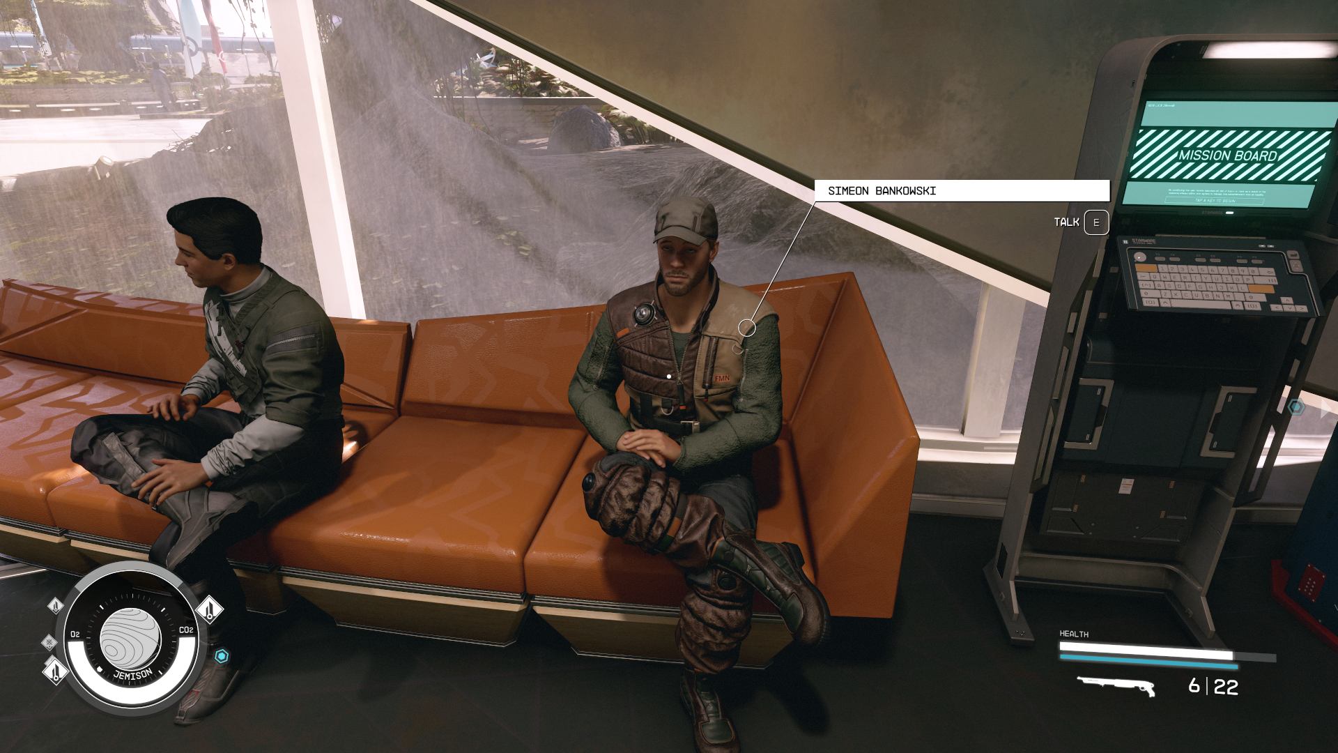 Starfield companions - Shot of man sitting on a sofa