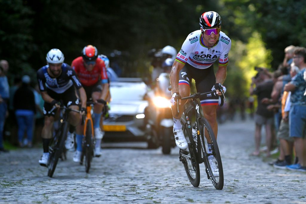 GERAARDSBERGEN BELGIUM SEPTEMBER 05 Peter Sagan of Slovakia and Team Bora Hansgrohe competes during the 17th Benelux Tour 2021 Stage 7 a 1809km stage from Namur to Geraardsbergen BeneluxTour on September 05 2021 in Geraardsbergen Belgium Photo by Luc ClaessenGetty Images