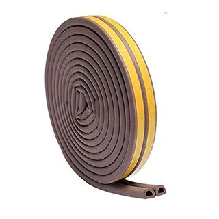 Door Window Draught Excluder Strip, Self Adhesive D Type 5m Rubber Seal Weather Strip Foam Tape for Doors and Windows - Door Insulation Strip Foam Seal for Water-Proofing, Wind Noise Sound